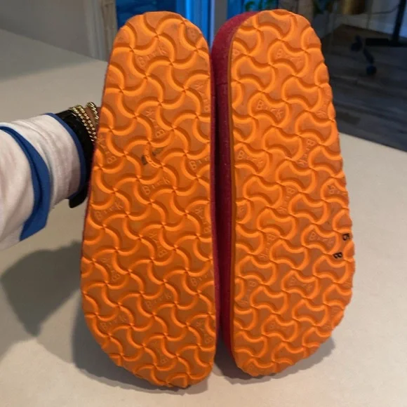 BIRKENSTOCK Kaprun Rivet Doubleface Wool Clogs Pink Fuchsia Orange Sz 39. EUC - Picture 9 of 11